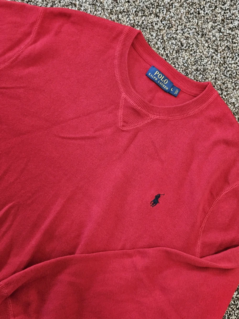 Polo by Ralph Lauren Men's Red Cotton Crewneck Sweater(size Large)